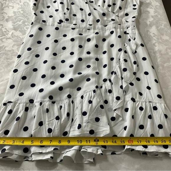 J.CREW Women's Size 14 Dress White W Black Polka Dot V Neck Sleeveless Layered - Picture 7 of 7